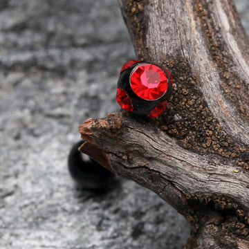Detail View 1 of Colorline PVD Aurora Gem Ball Steel Barbell Tongue Ring-Black/Red